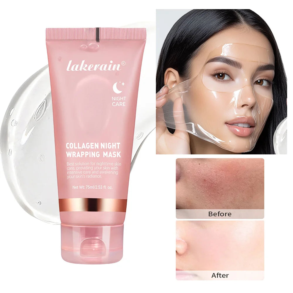 Korean Deep Collagen Peel Off Anti Wrinkle Lifting Skin Care Bio Pack Overnight Wrapping Face Masks