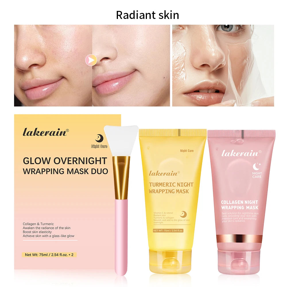 Korean Deep Collagen Peel Off Anti Wrinkle Lifting Skin Care Bio Pack Overnight Wrapping Face Masks