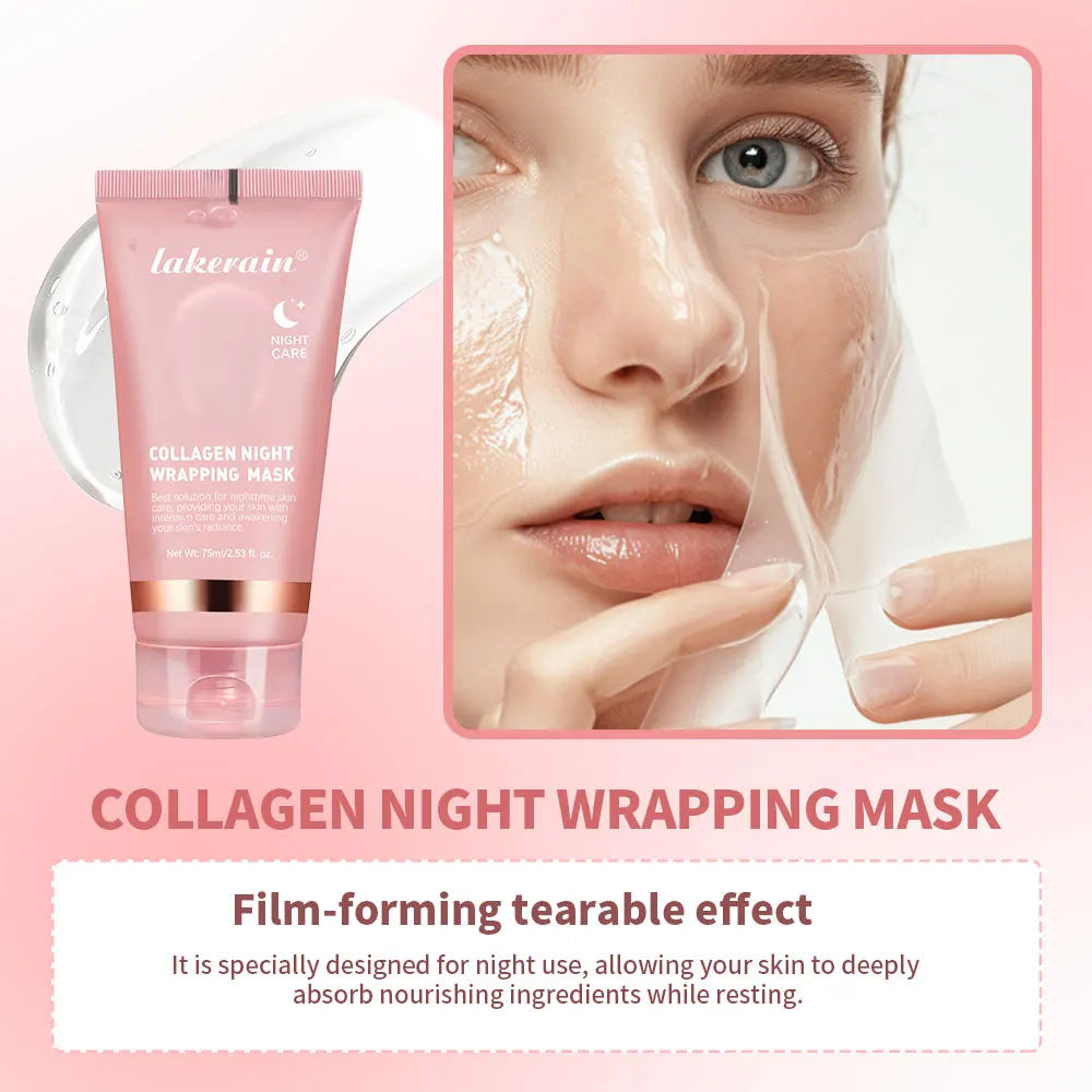 Korean Deep Collagen Peel Off Anti Wrinkle Lifting Skin Care Bio Pack Overnight Wrapping Face Masks